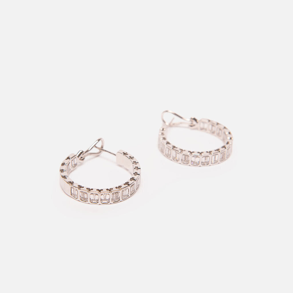 #21 14k White Gold Bezel 13.02 Hoops