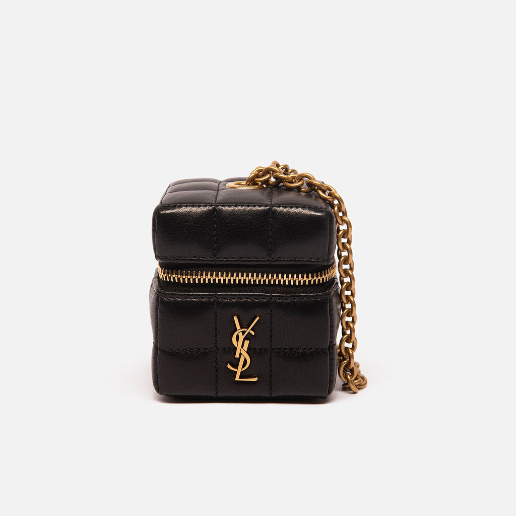 Saint Laurent Black Matelasse Carre Mini Cube