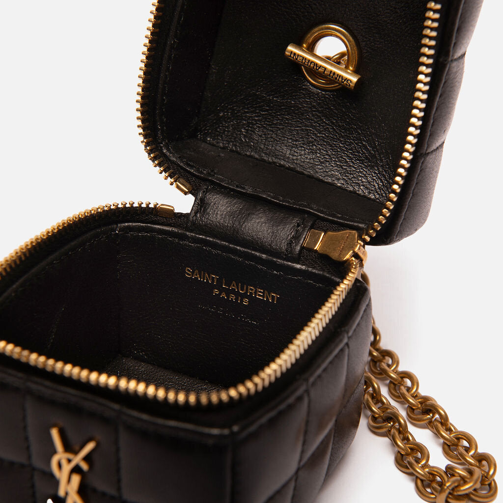 Saint Laurent Black Matelasse Carre Mini Cube