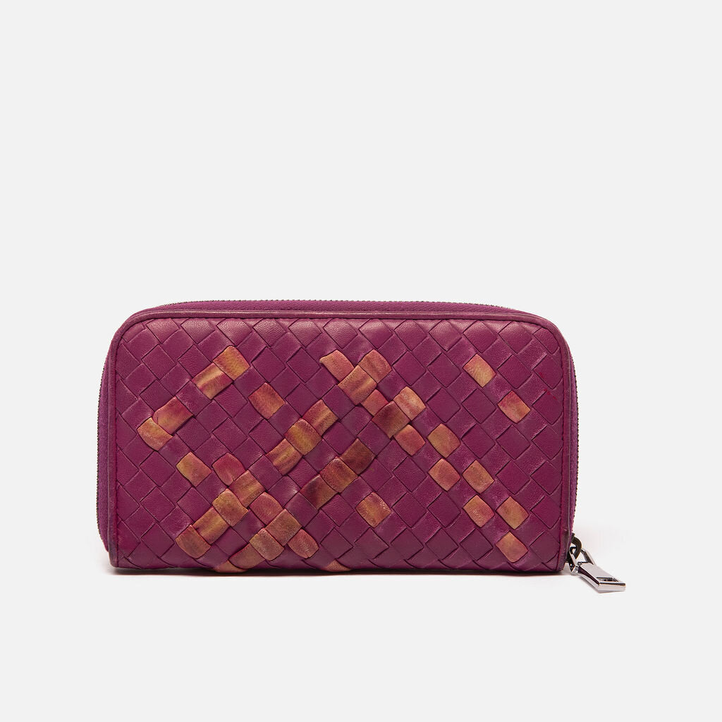 Bottega Veneta Purple Intrecciato Zip Wallet