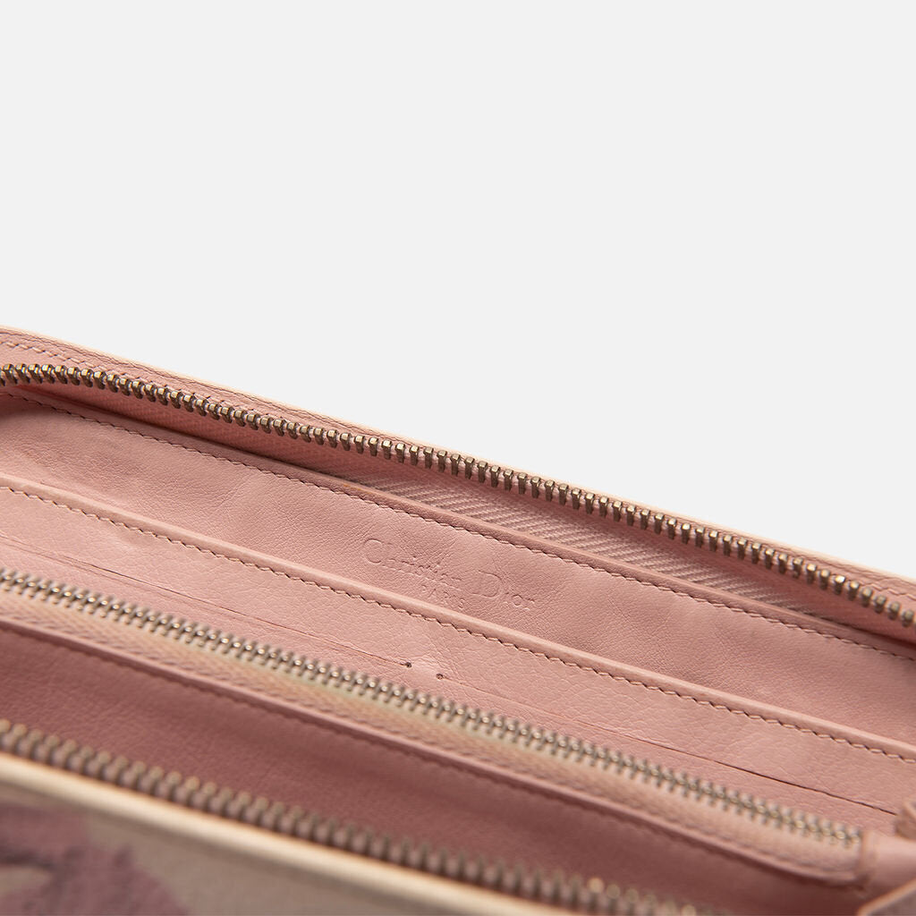 Christian Dior Cream & Pink Floral Long Wallet
