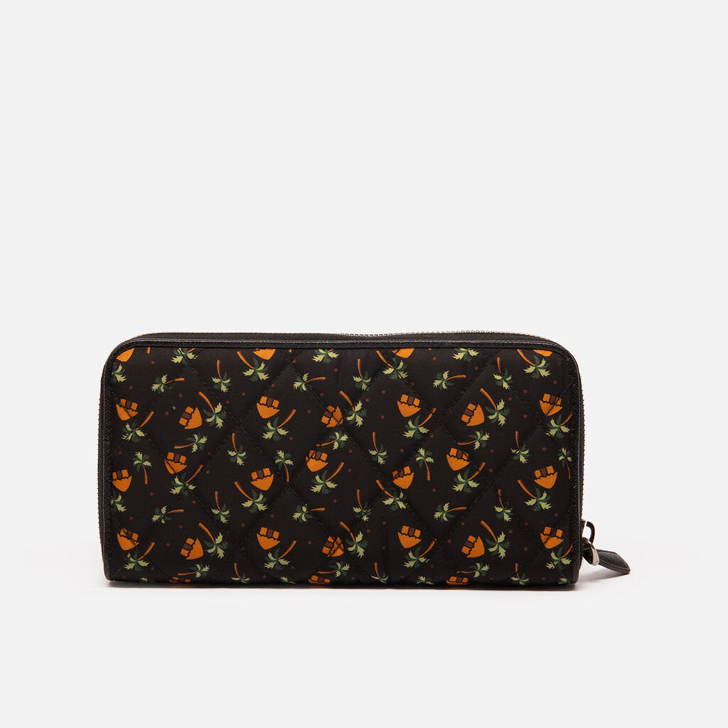 Prada Nylon Quilted Palm Tree Zippy Wallet