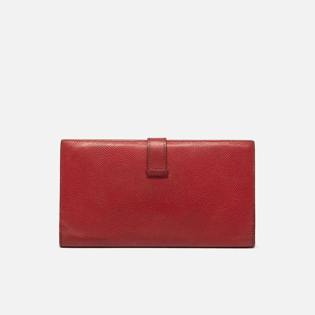 Hermes Red Leather Bearn Wallet