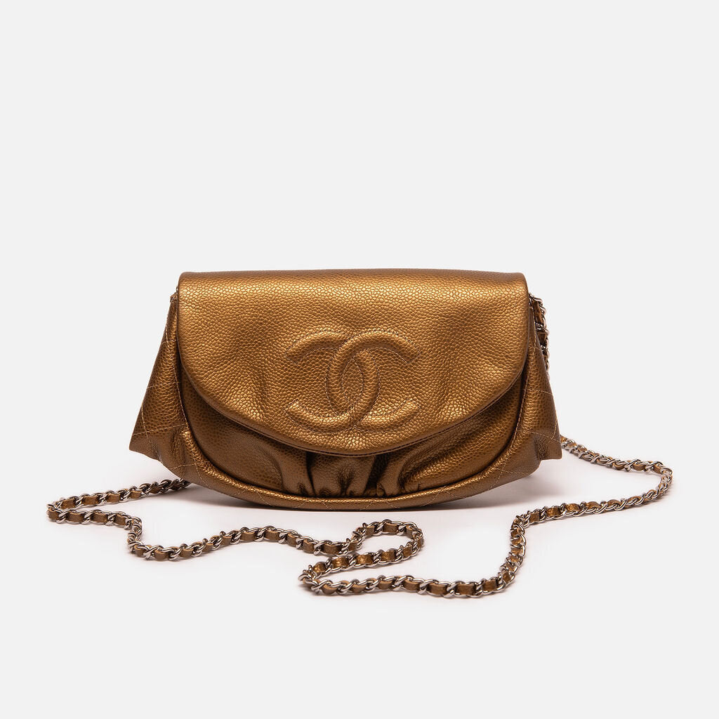 Chanel Bronze Caviar Half Moon Crossbody