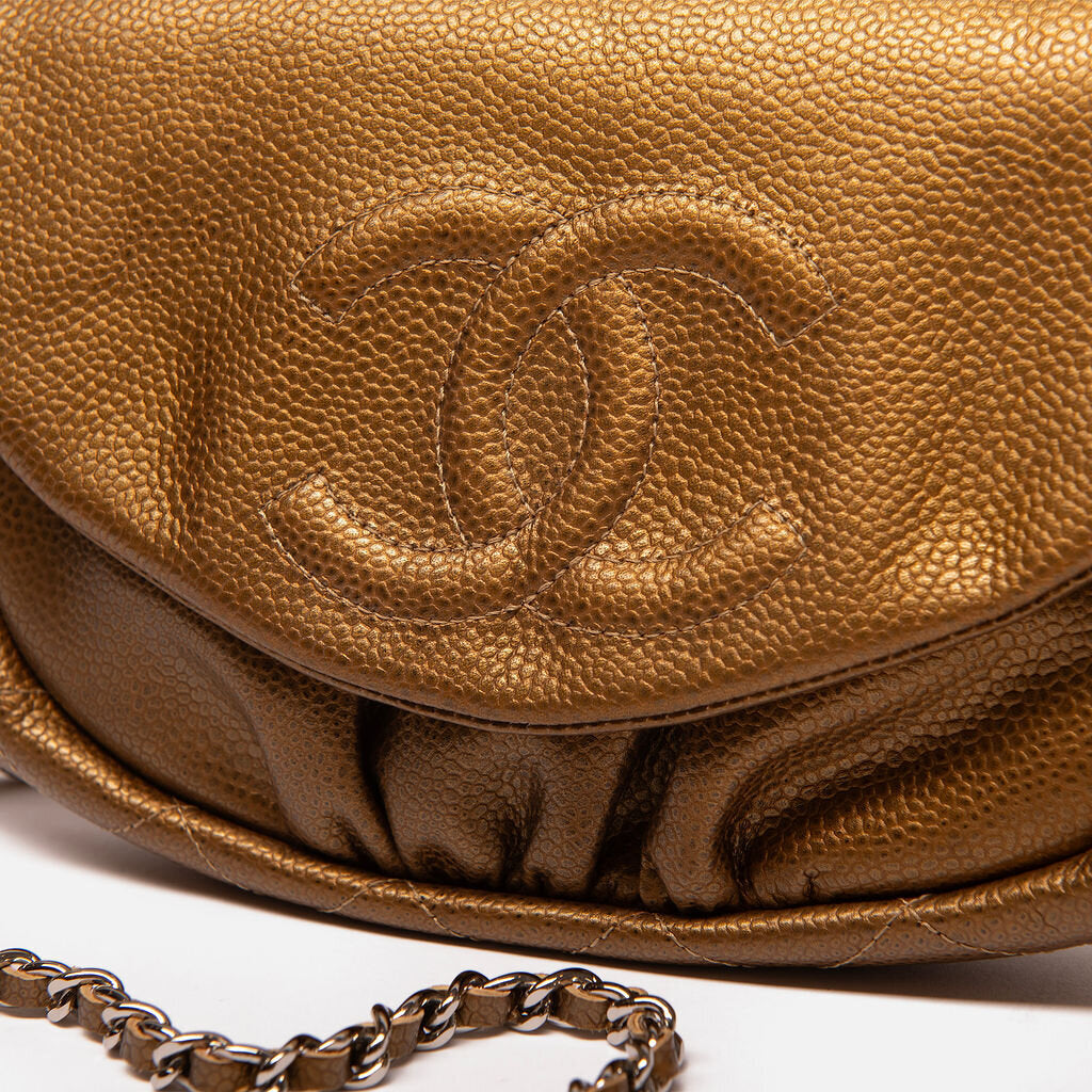 Chanel Bronze Caviar Half Moon Crossbody