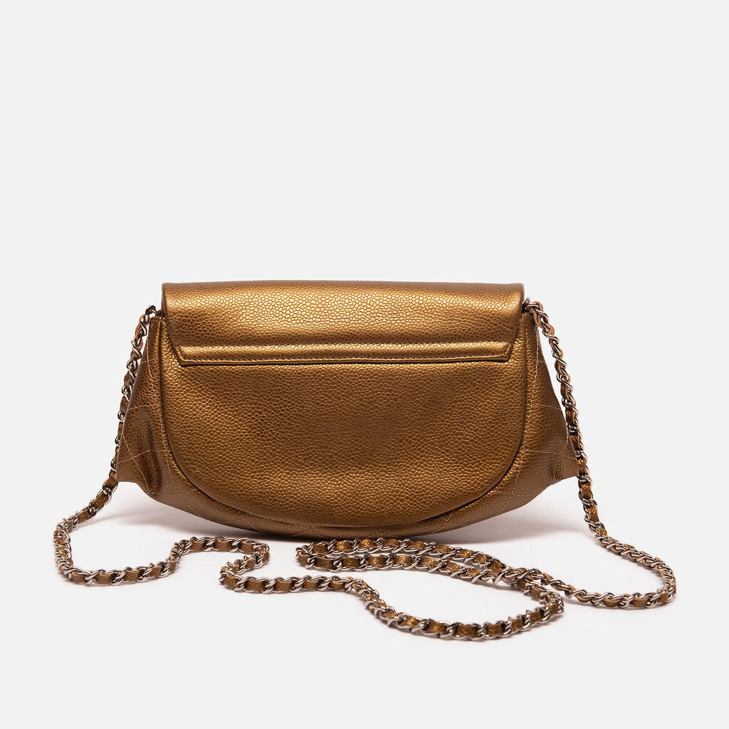 Chanel Bronze Caviar Half Moon Crossbody