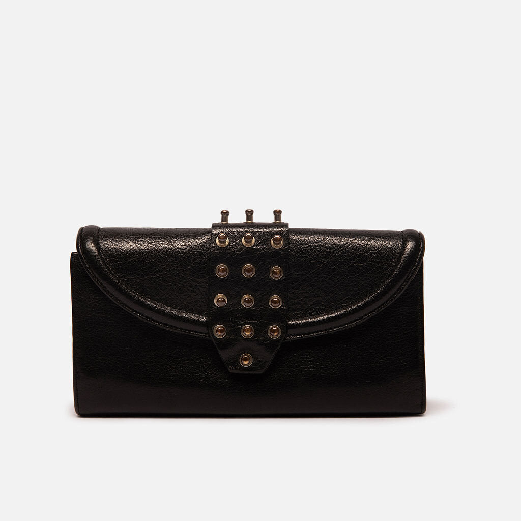 Valentino Black Rockstud Long Zip Around Wallet