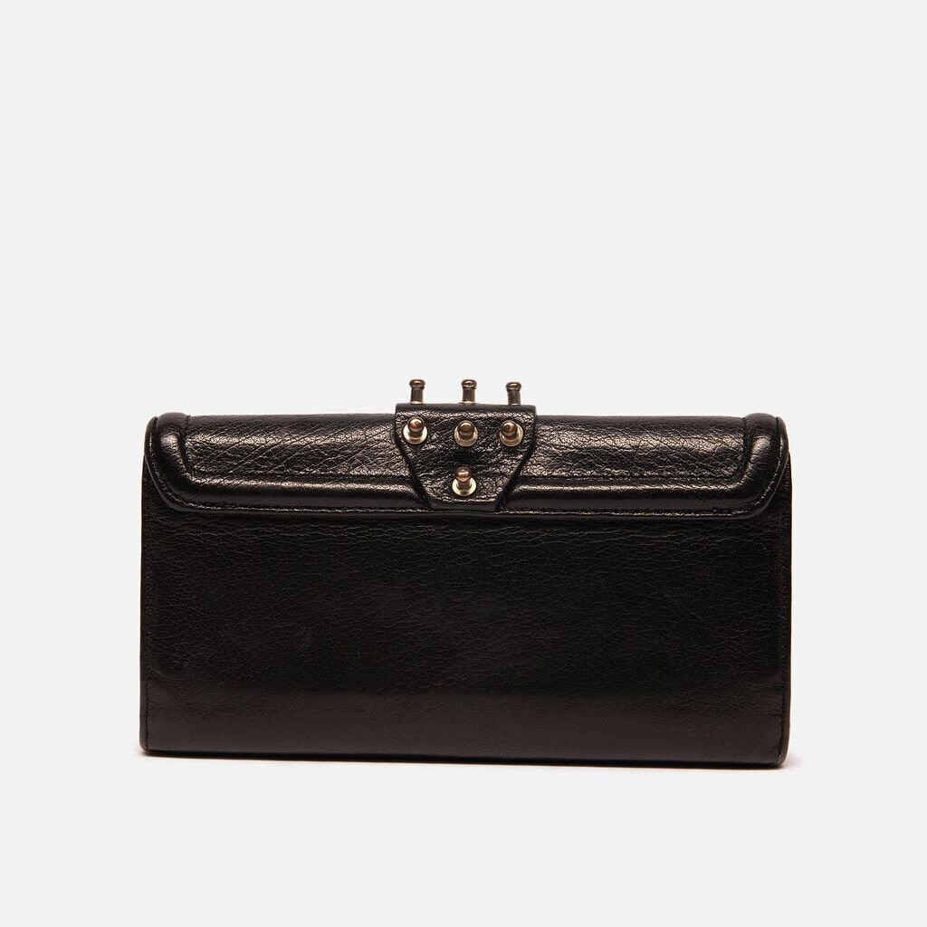 Valentino Black Rockstud Long Zip Around Wallet