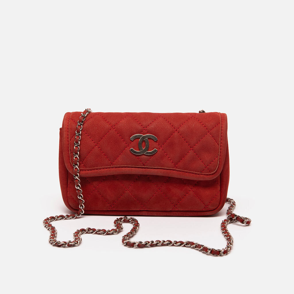 Chanel Red Shaved Suede Camera Bag (2012)
