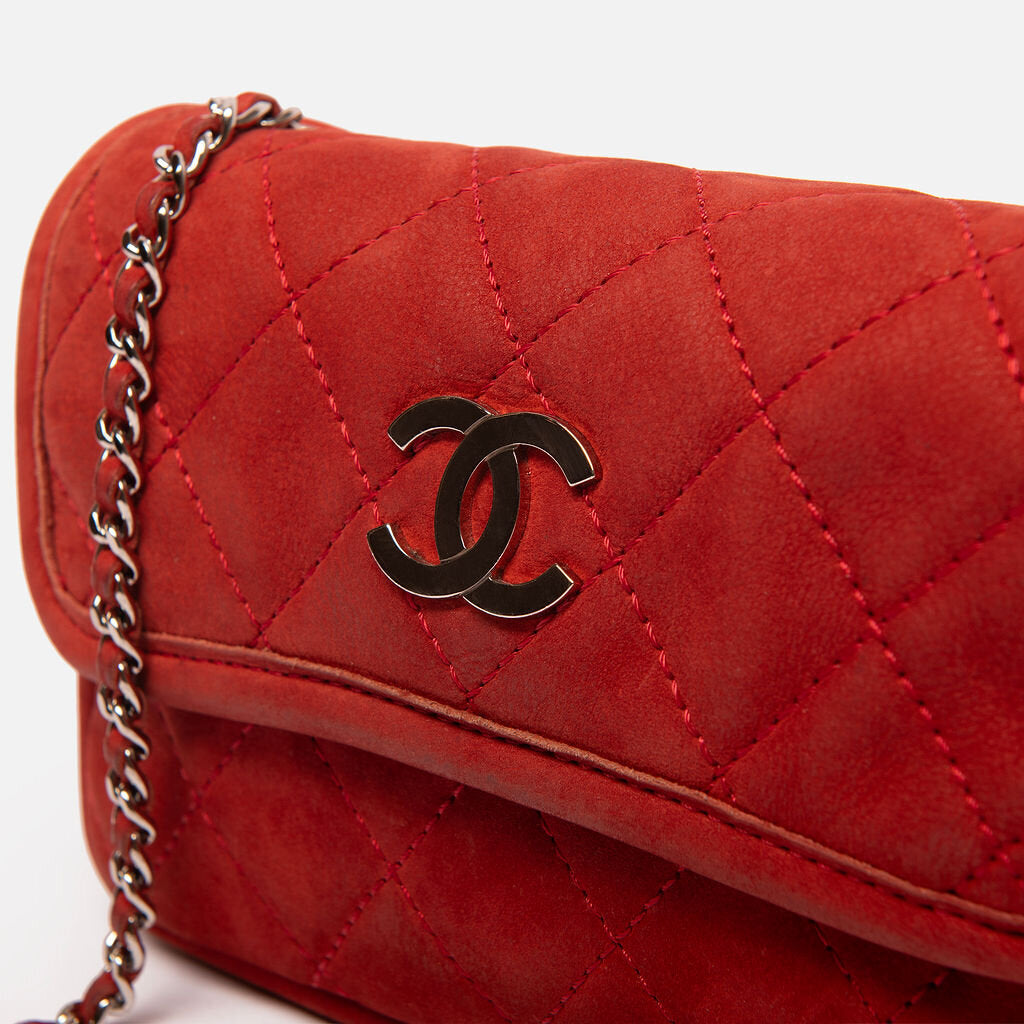 Chanel Red Shaved Suede Camera Bag (2012)
