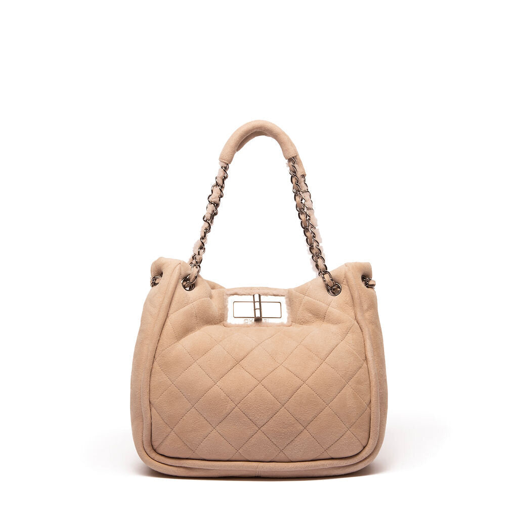 Chanel Pink Shearling Shoulder Bag