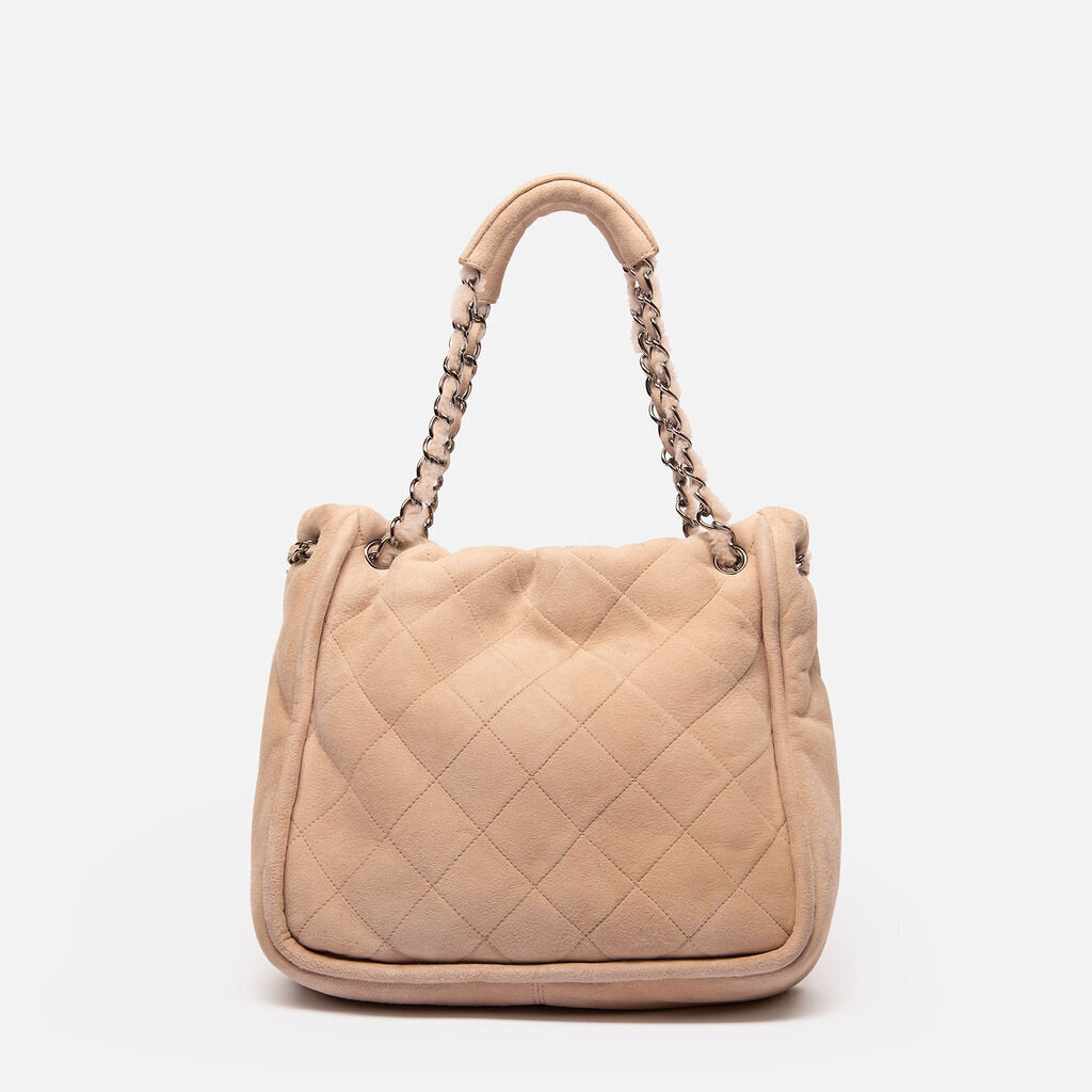 Chanel Pink Shearling Shoulder Bag