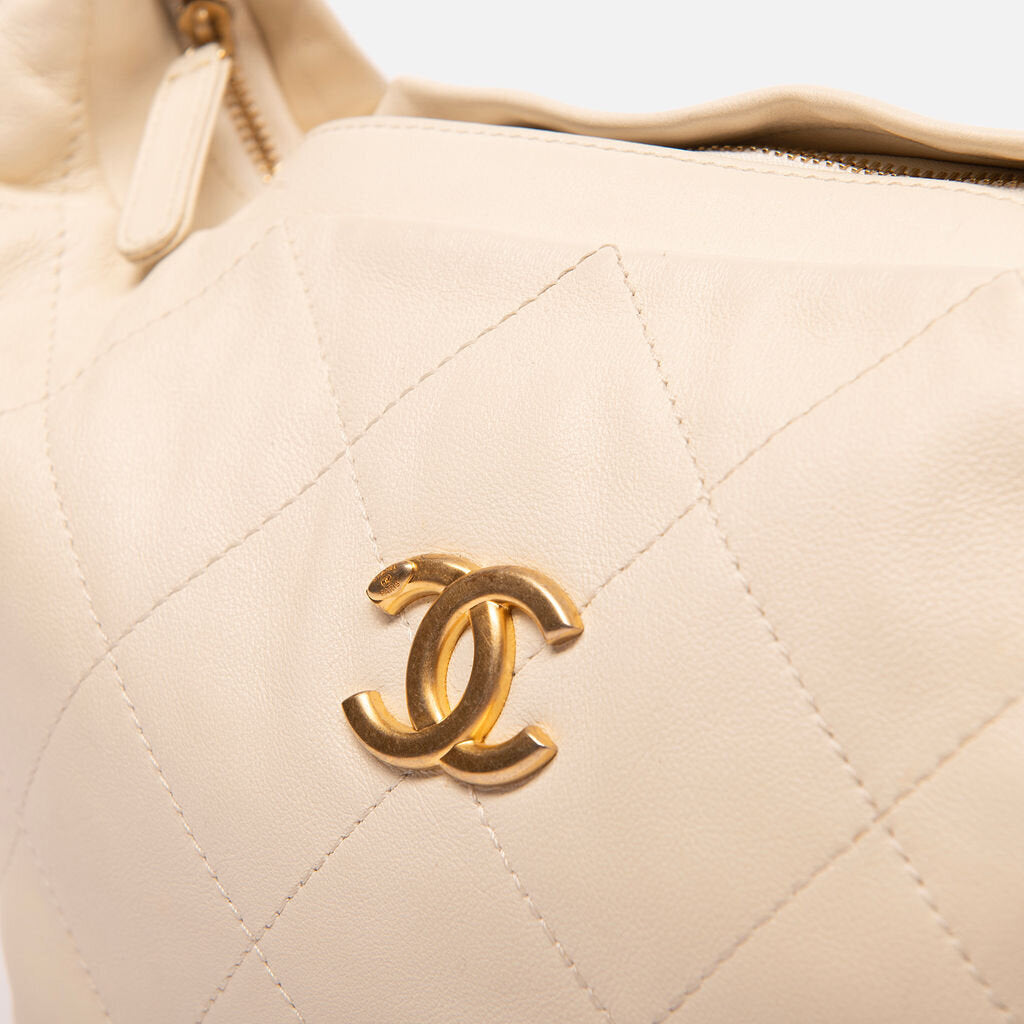 Chanel Chipped White Shoulder Hobo