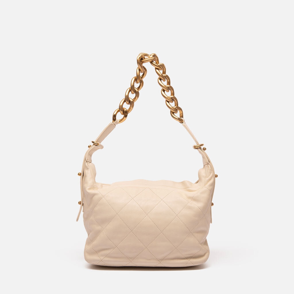 Chanel Chipped White Shoulder Hobo