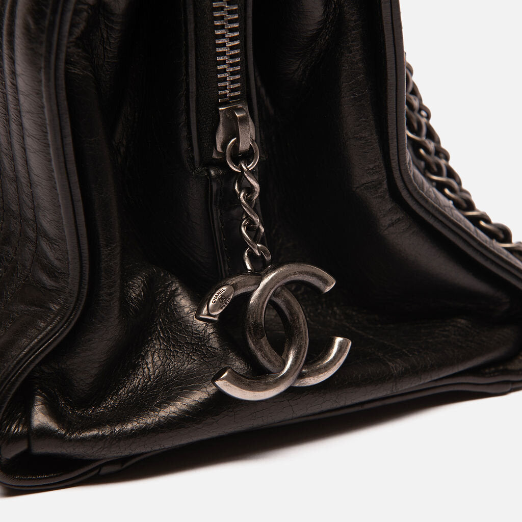 Chanel Black Circle Quilted Tote Bag