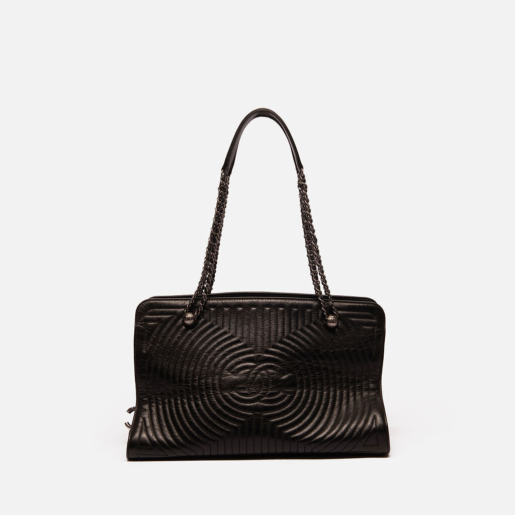 Chanel Black Circle Quilted Tote Bag