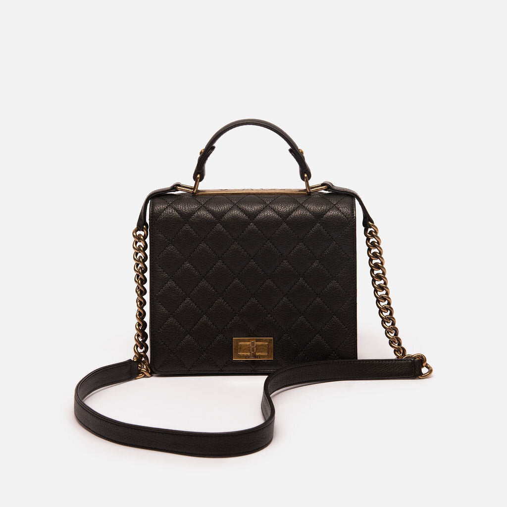 Chanel Black Goatskin Reissue Square Flap Top Handle