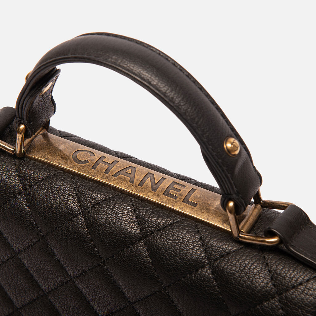 Chanel Black Goatskin Reissue Square Flap Top Handle