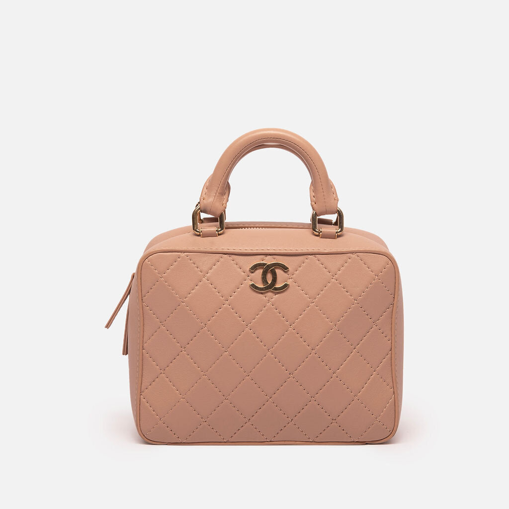 Chanel Tan Quilted Lambskin Vanity Bag