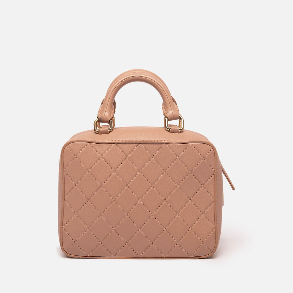 Chanel Tan Quilted Lambskin Vanity Bag