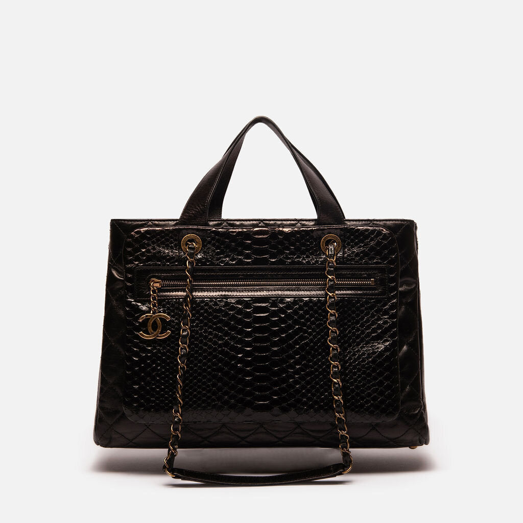 Chanel Black Python Urban Mix Tote Bag