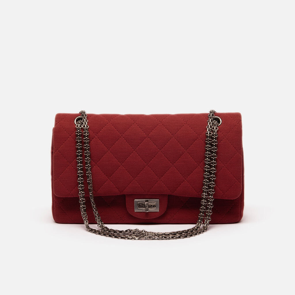 Chanel Burgundy Cloth Reissue Double Flap