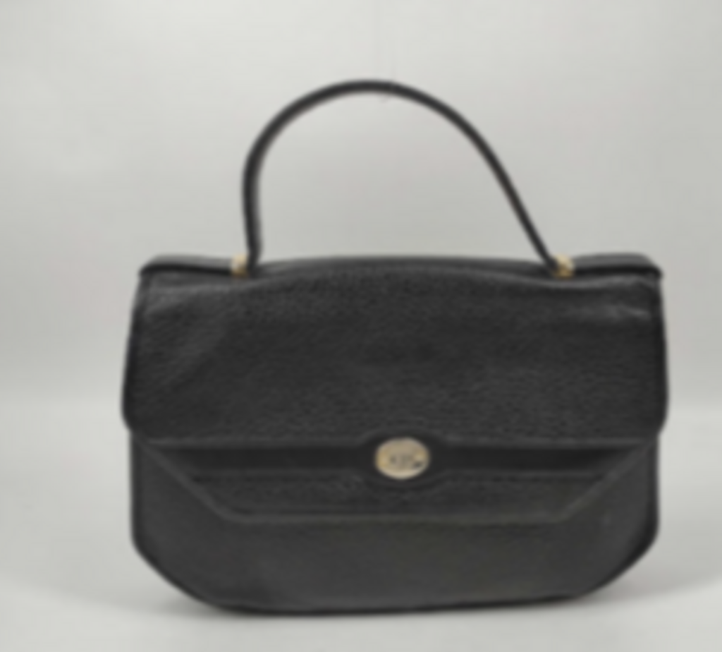 Vintage Black Leather Top Handle Bag