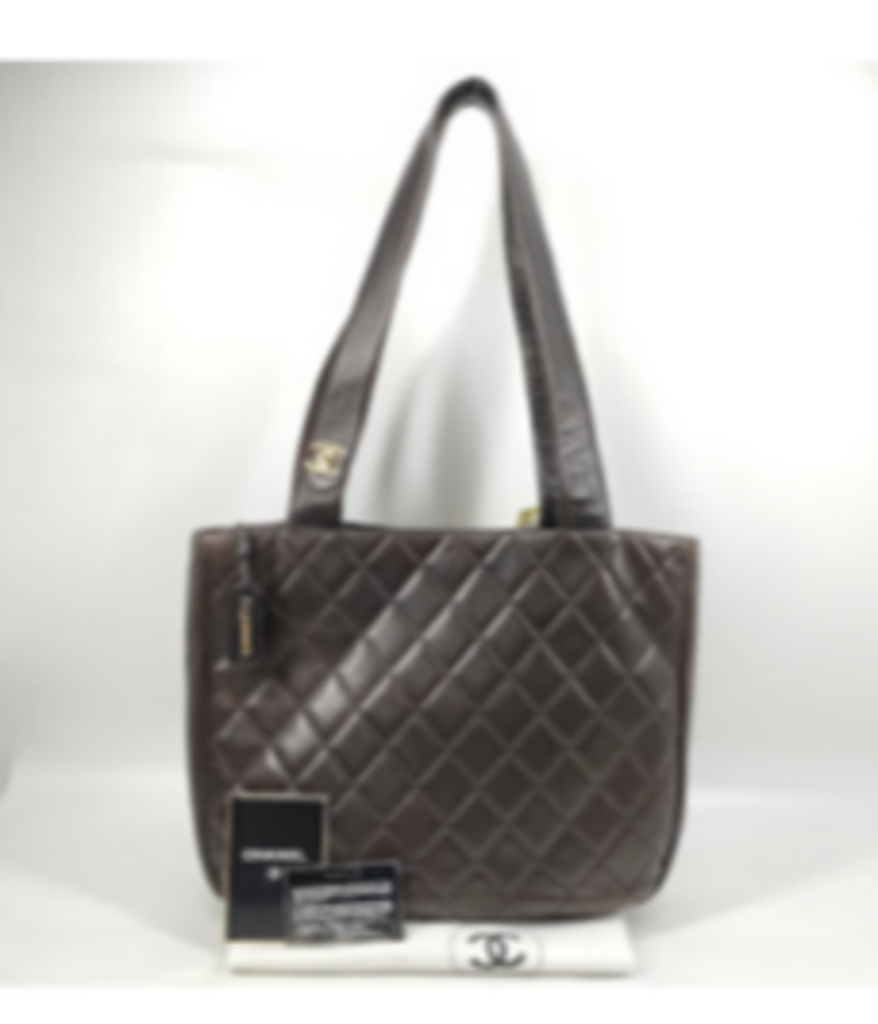 Dark Brown Quilted Matelasse Tote