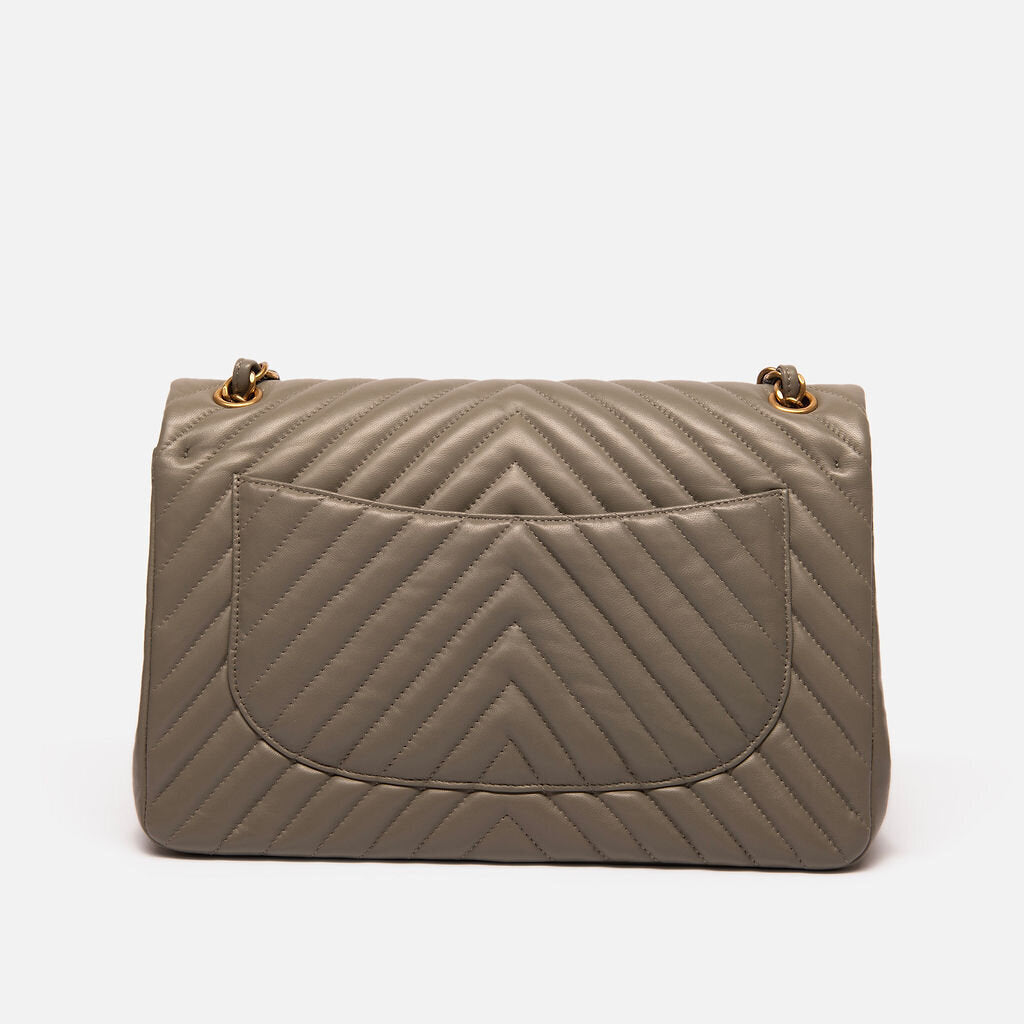 Chanel Grey Chevron Jumbo Classic Double Flap (21 Series)