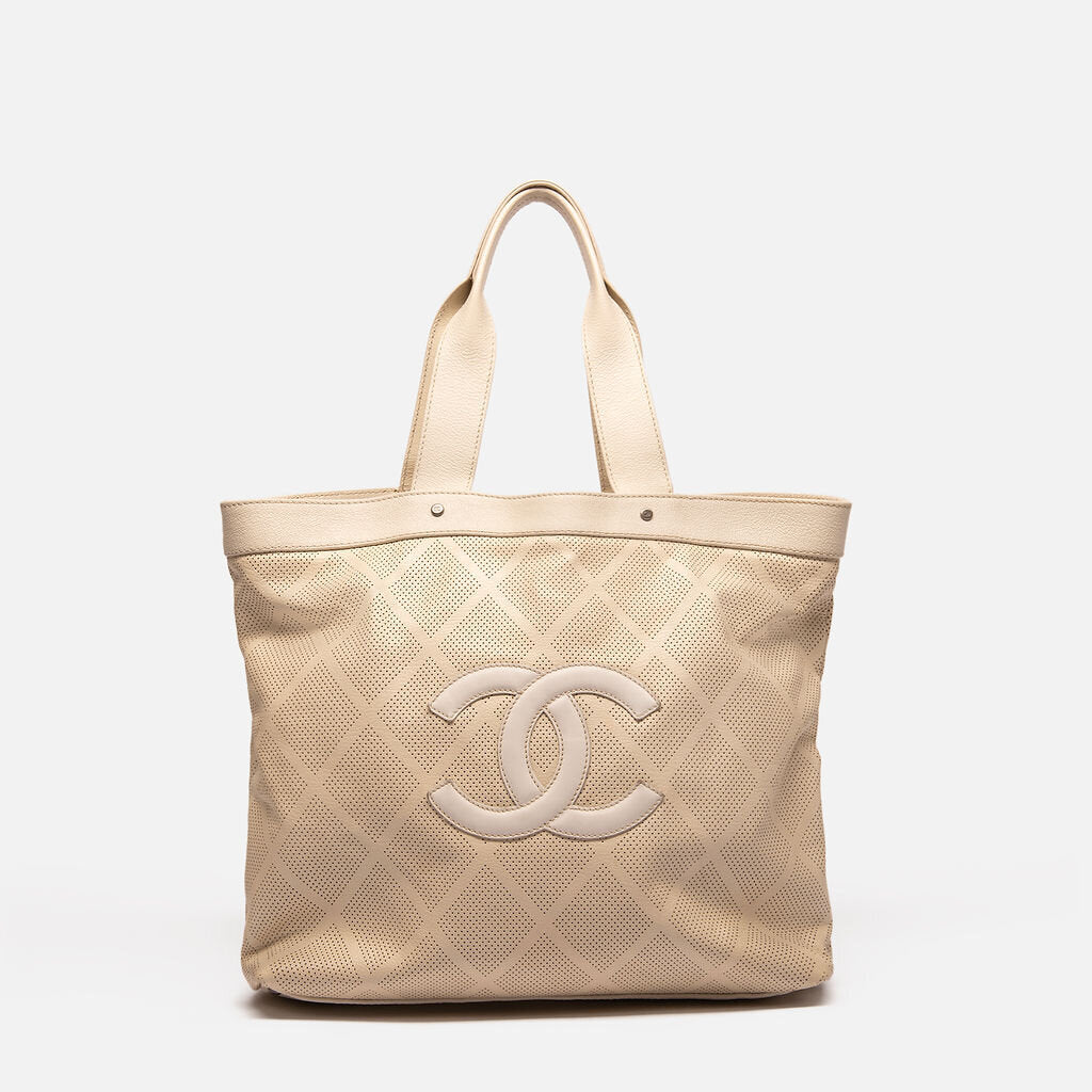 Chanel Cream Perforated Timeless Tote
