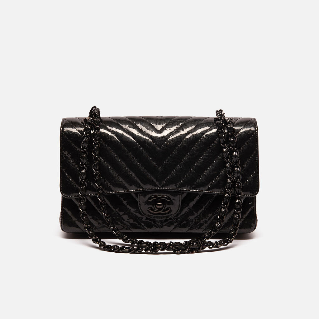 Chanel So Black Distressed Patent Medium