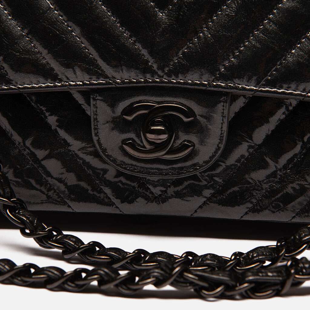 Chanel So Black Distressed Patent Medium
