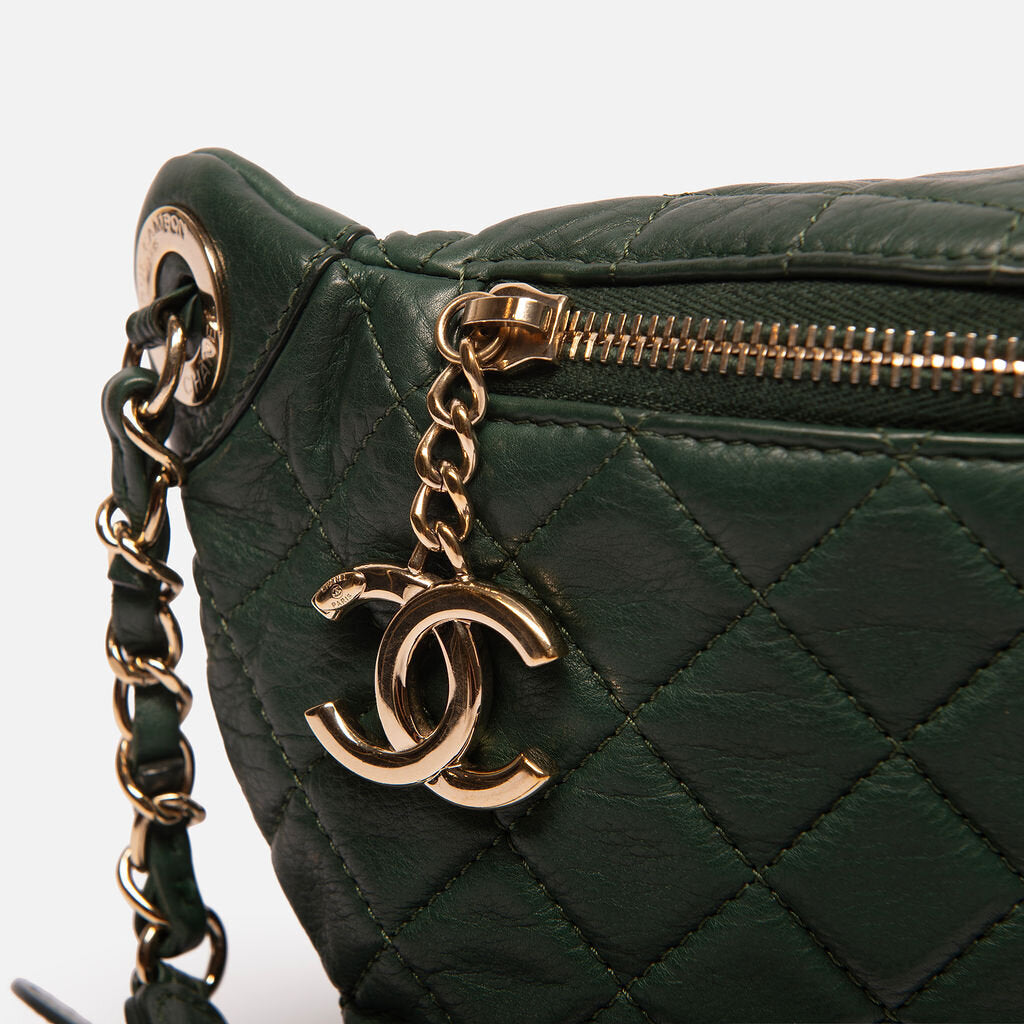 Chanel Forest Green Goatskin Waist Bag