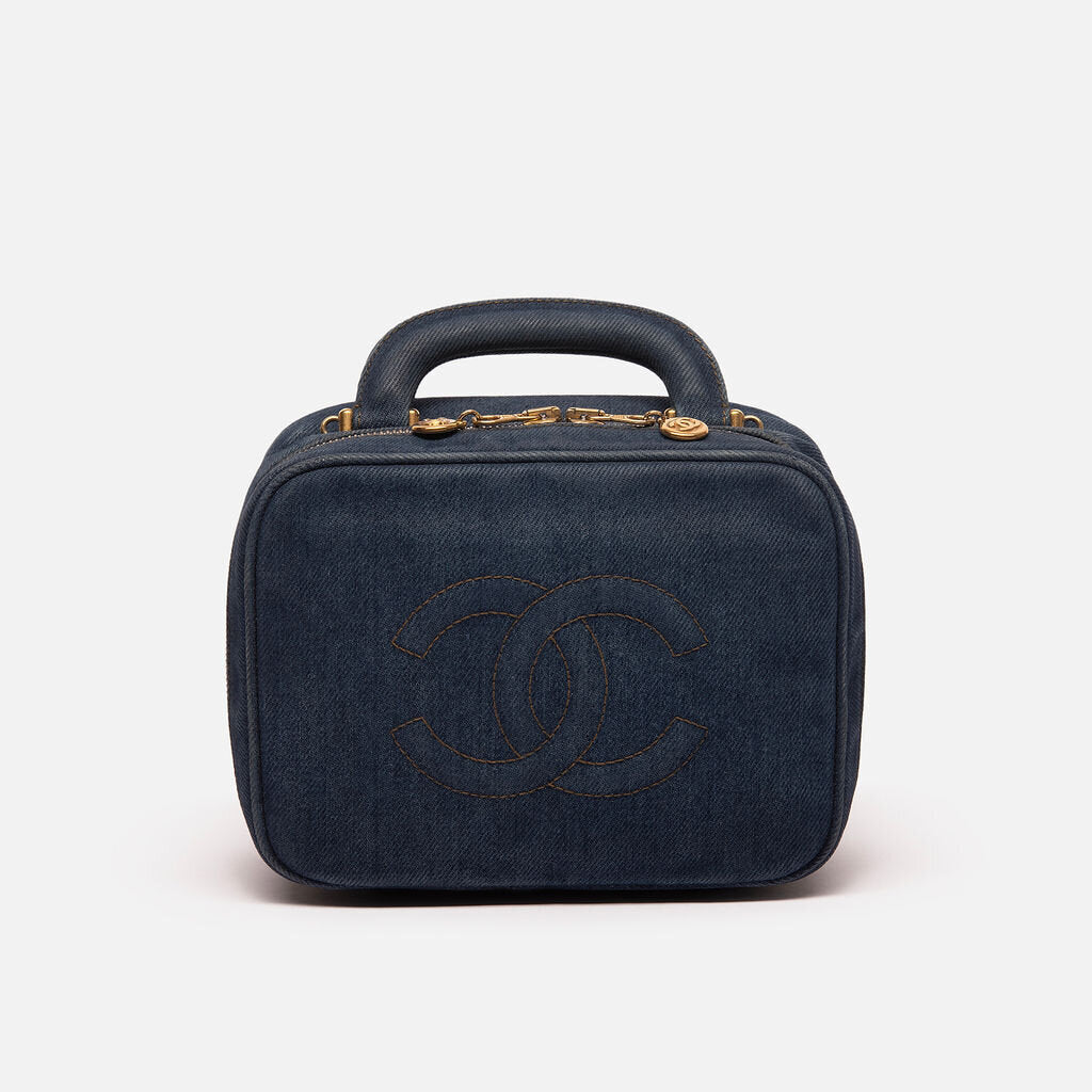 Chanel Vintage Blue Denim Vanity w/ Strap