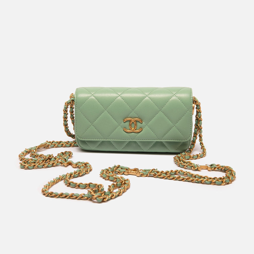 Chanel Light Green Small WOC/Phone Case