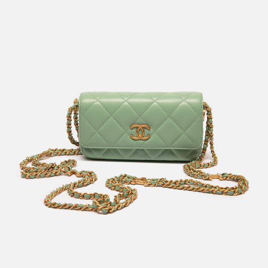 Chanel Light Green Small WOC/Phone Case