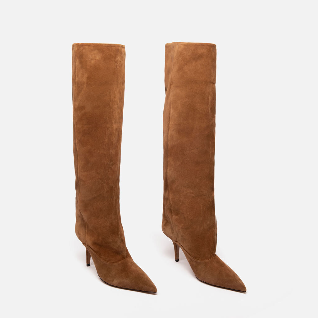 Paris Texas Tan Suede High Heeled Boots