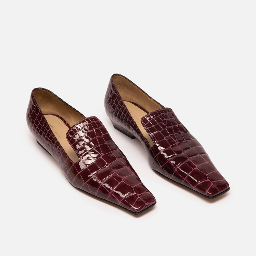 Khaite Purple Leather Croc Embossed Loafer