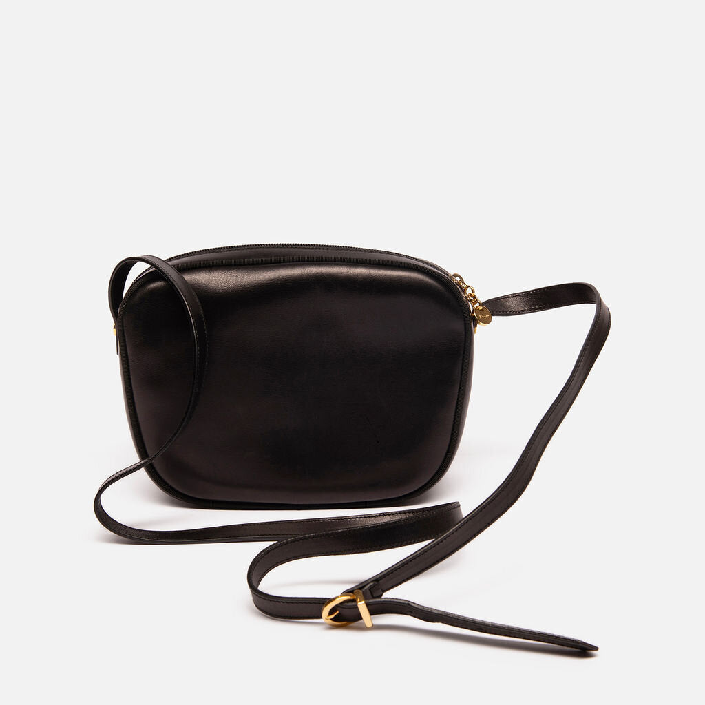 Ferragamo Black Leather Vara Round Crossbody
