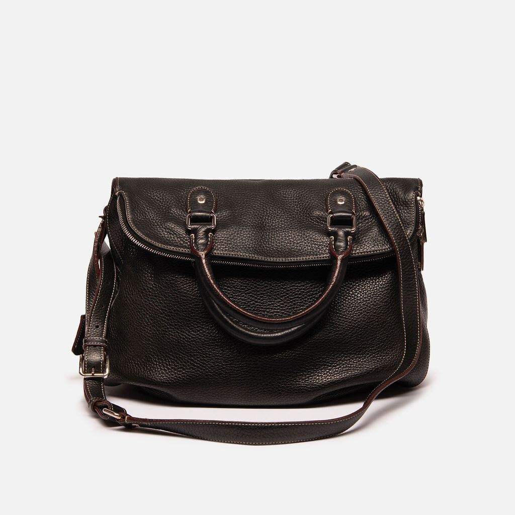 Dolce & Gabbana Black Pebbled Leather Miss Catch Handbag