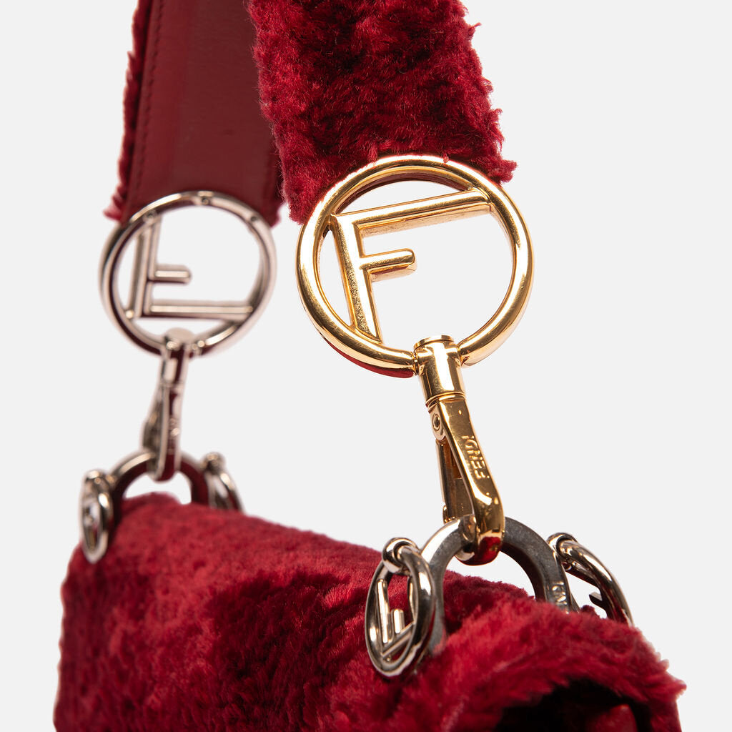 Fendi Red Velvet Khan Shoulder Bag
