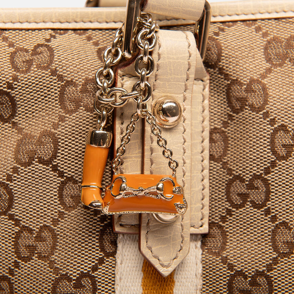 Gucci Cream & Yellow Monogram Stripe Tote