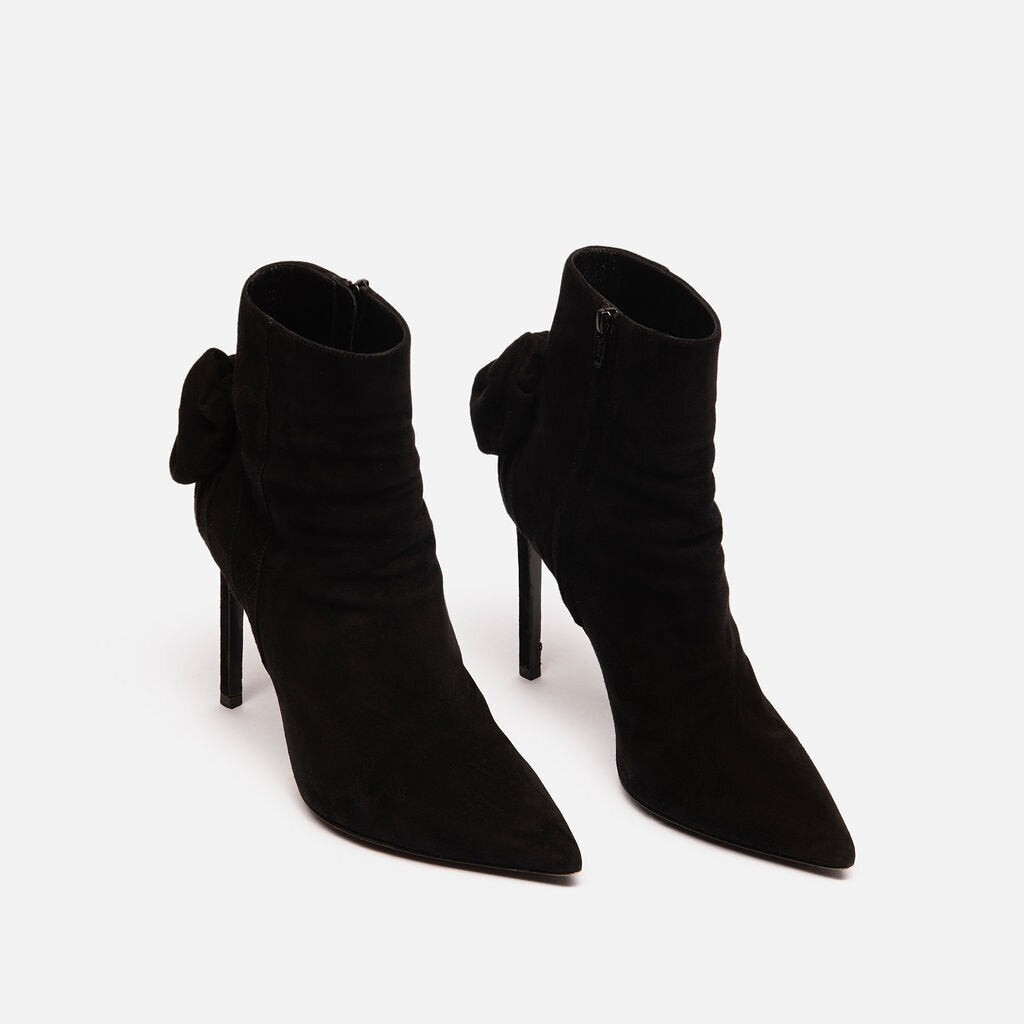 Saint Laurent Black Suede Pointed Toe Booties