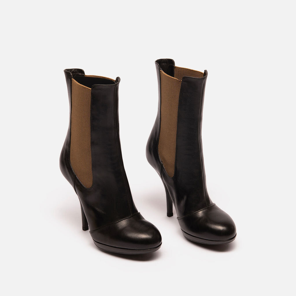 Dries Van Noten Black Leather Boot Pump