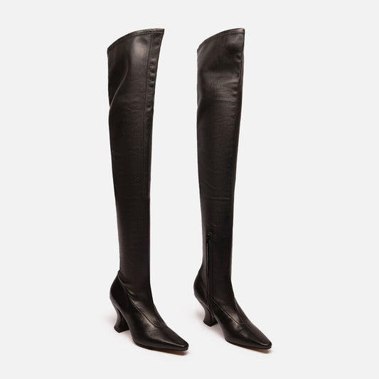 Bottega Veneta Black Leather Over the Knee Boots