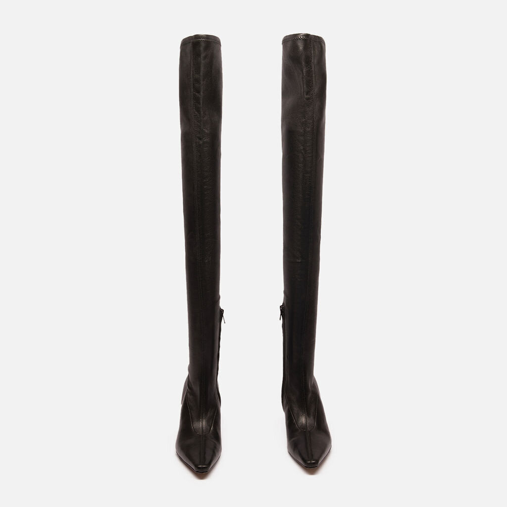 Bottega Veneta Black Leather Over the Knee Boots