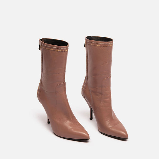 Bottega Veneta Pink Leather Heeled Boot