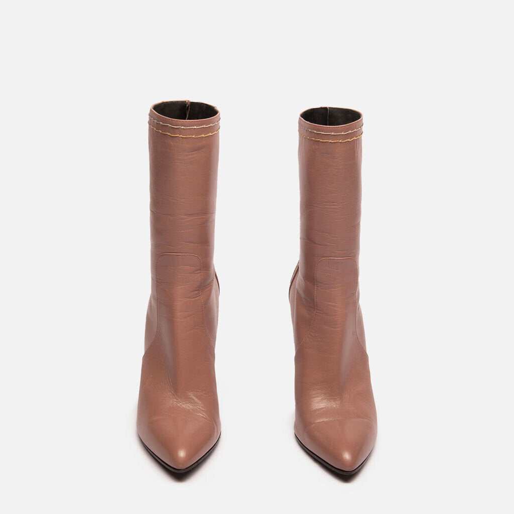 Bottega Veneta Pink Leather Heeled Boot