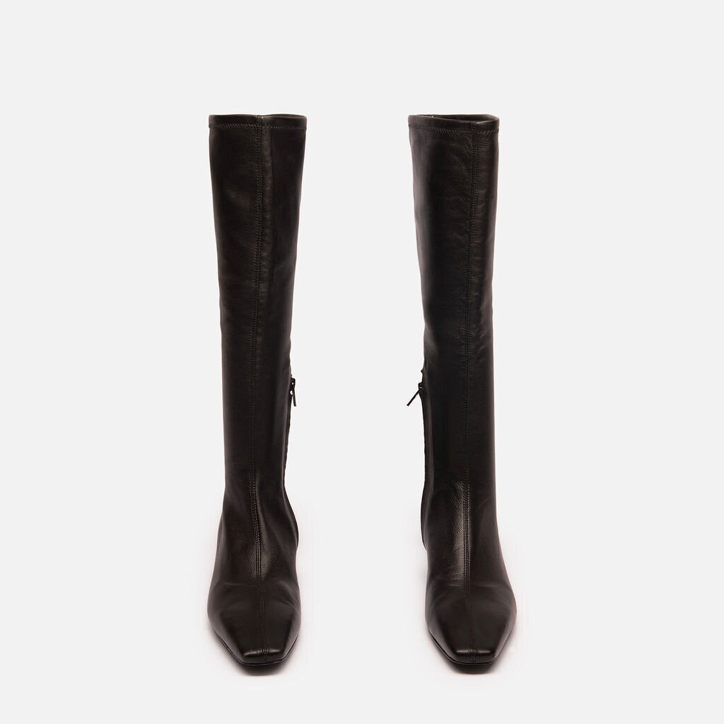 Reformation Black Leather Kitten Heel Boots