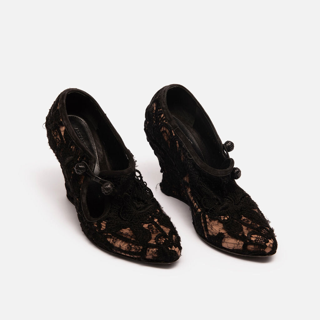 Alexander McQueen Black Lace Wedges